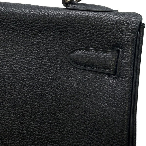 エルメス ハンドバッグ ケリー32 内縫い ブラック/シルバー金具 トゴ □J刻印 2wayショルダー 黒
