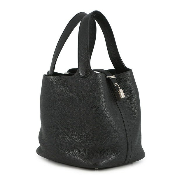 エルメス ハンドバッグ ピコタンロックMM ブラック/シルバー金具 トリヨンクレマンス D刻印 黒