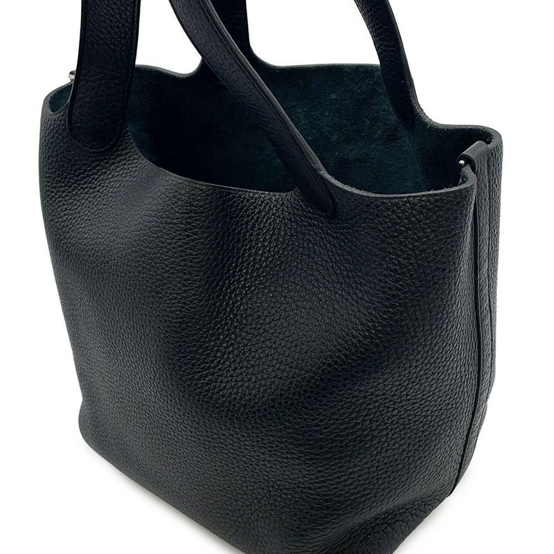 エルメス ハンドバッグ ピコタンロックMM ブラック/シルバー金具 トリヨンクレマンス D刻印 黒