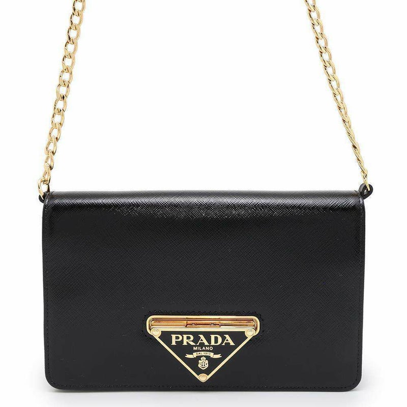 プラダ チェーンウォレット サフィアーノ トライアングルロゴ 1BP012 PRADA 財布 黒