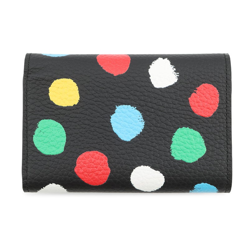ルイヴィトン 三つ折り財布 トリヨンレザー/ペインティッド ドット LV×YK ポルトフォイユ・カプシーヌ コンパクト M81963 黒 草間弥生