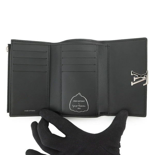 ルイヴィトン 三つ折り財布 トリヨンレザー/ペインティッド ドット LV×YK ポルトフォイユ・カプシーヌ コンパクト M81963 黒 草間弥生