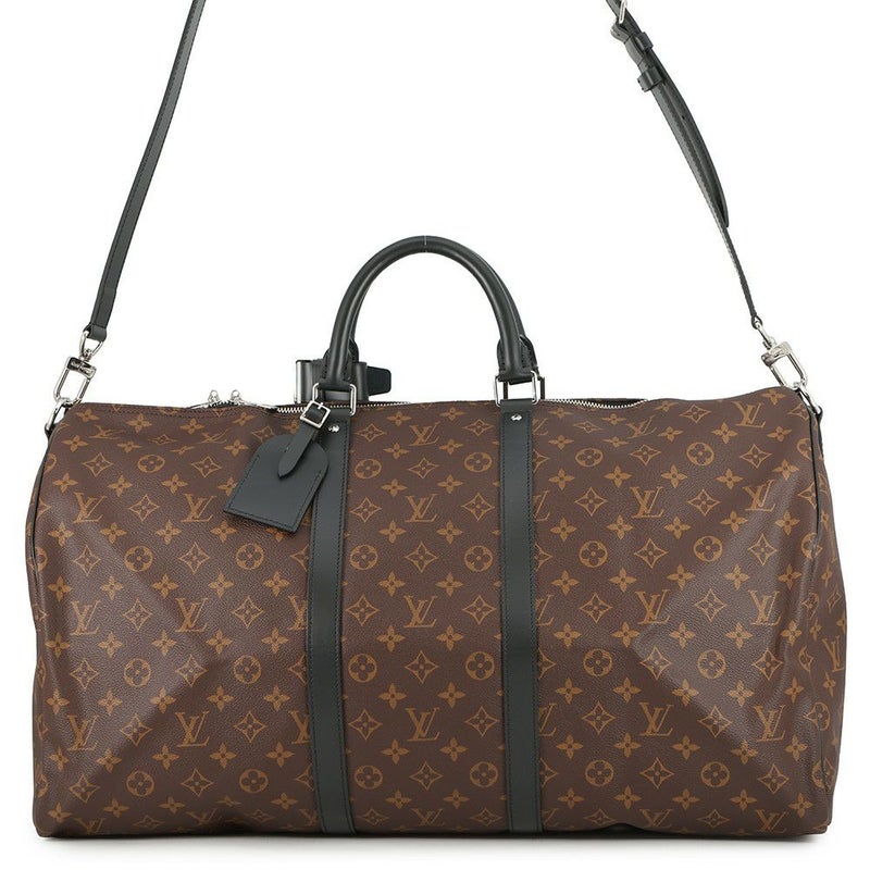 ルイヴィトン ボストンバッグモノグラム・マカサー キーポル・バンドリエール55 M56714 2wayショルダー ブラック 黒