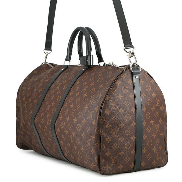 ルイヴィトン ボストンバッグモノグラム・マカサー キーポル・バンドリエール55 M56714 2wayショルダー ブラック 黒