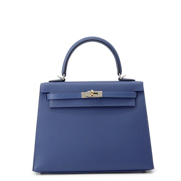 エルメス ハンドバッグ ケリー25 外縫い ブルータイ/エレクトラム金具 エプソン K刻印 2wayショルダー