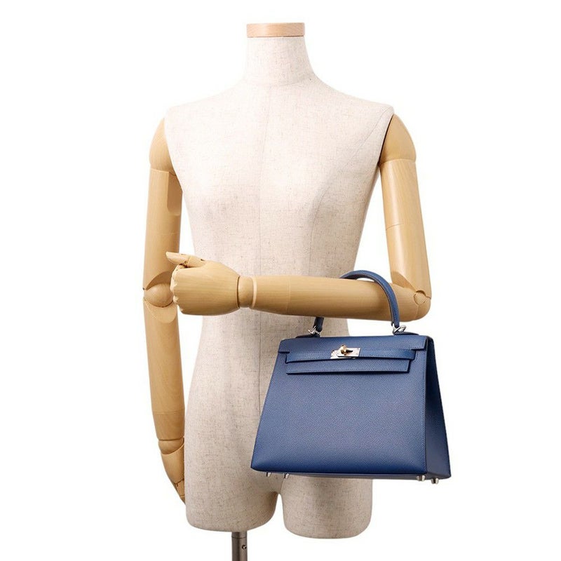 エルメス ハンドバッグ ケリー25 外縫い ブルータイ/エレクトラム金具 エプソン K刻印 2wayショルダー