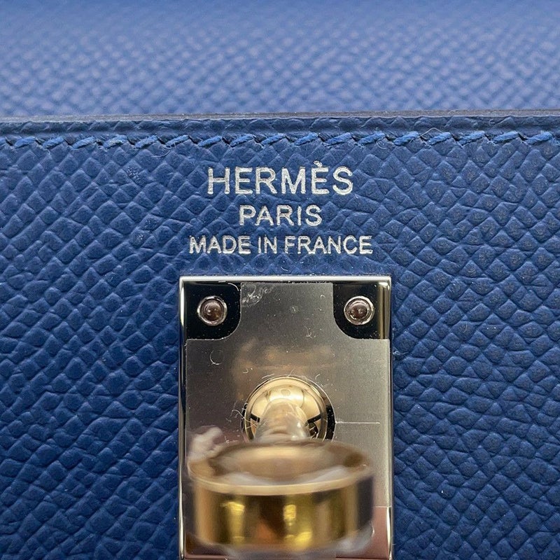 エルメス ハンドバッグ ケリー25 外縫い ブルータイ/エレクトラム金具 エプソン K刻印 2wayショルダー