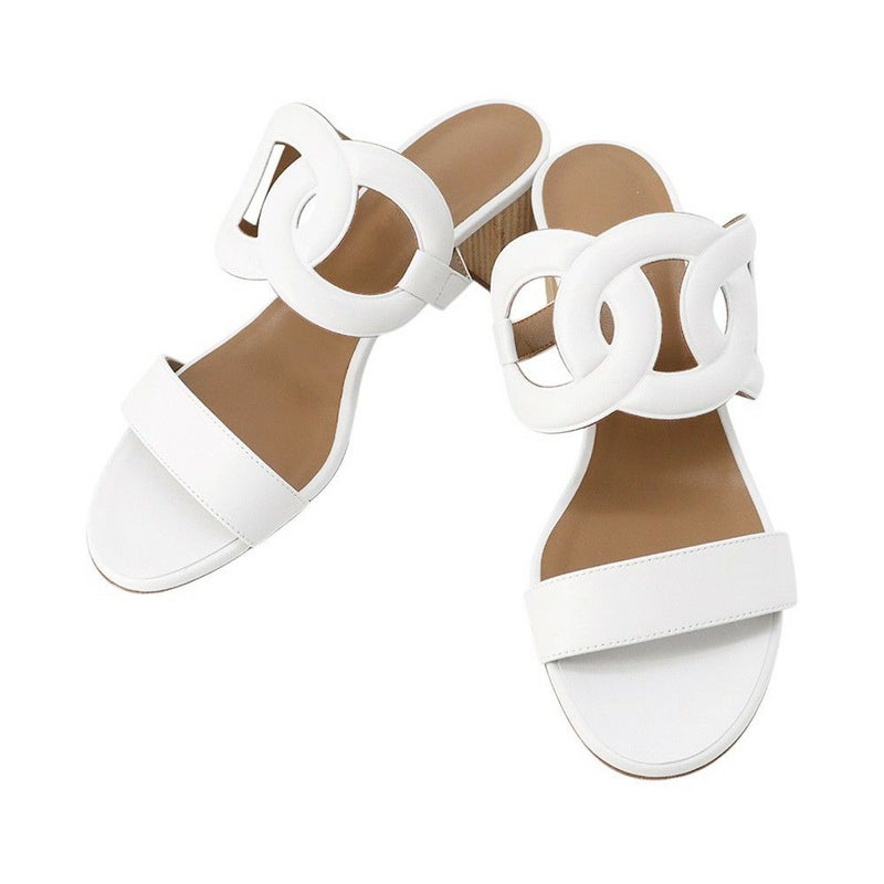 エルメス サンダル ビキニ シェーヌダンクル レディースサイズ38 HERMES 靴 ミュール 白