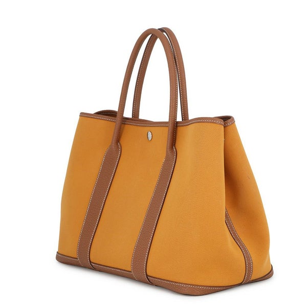 エルメス トートバッグ ガーデンパーティPM サフラン/ゴールド/シルバー金具 トワルオフィシエ/ネゴンダ C刻印