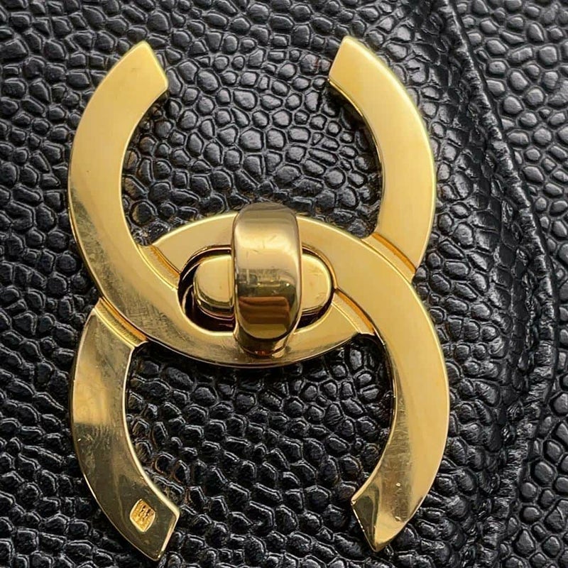 シャネル チェーントートバッグ ココマーク キャビアスキン CHANEL ショルダーバッグ 黒