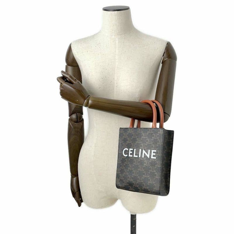 セリーヌ ハンドバッグ トリオンフ ミニ バーティカル カバ PVC/レザー 194372 CELINE 2wayショルダーバッグ ブラウン