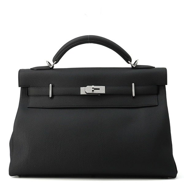 エルメス ハンドバッグ ケリー マキシ 内縫い 42 ブラック/シルバー金具 トゴ W刻印 2wayショルダー 黒