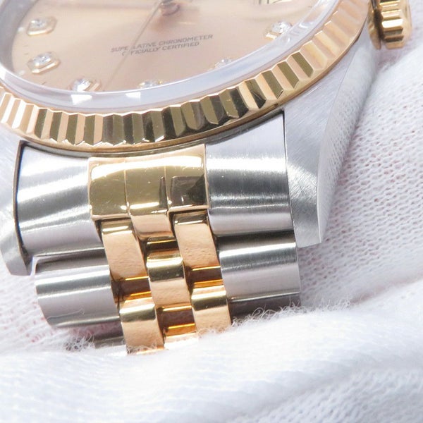 ロレックス デイトジャスト S番 SS/K18YG 16233G ROLEX 腕時計 シャンパン文字盤 10Pダイヤ