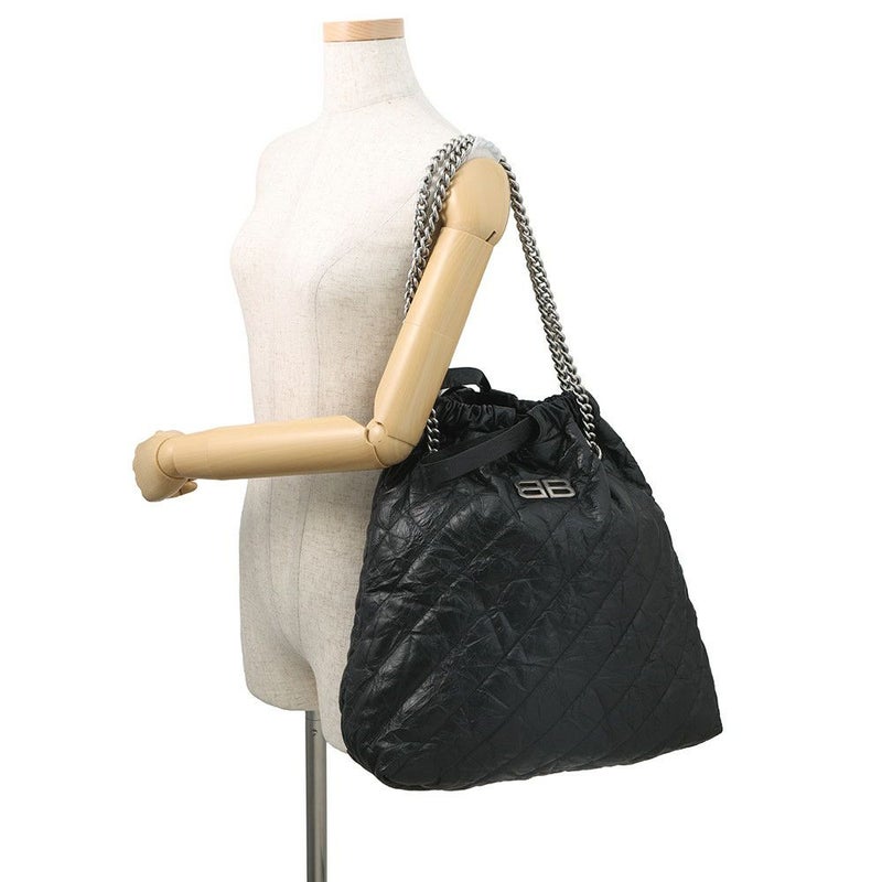 バレンシアガ チェーンショルダーバッグ BBロゴ クラッシュ キルテッド クラッシュカーフレザー 742941 BALENCIAGA バッグ 黒