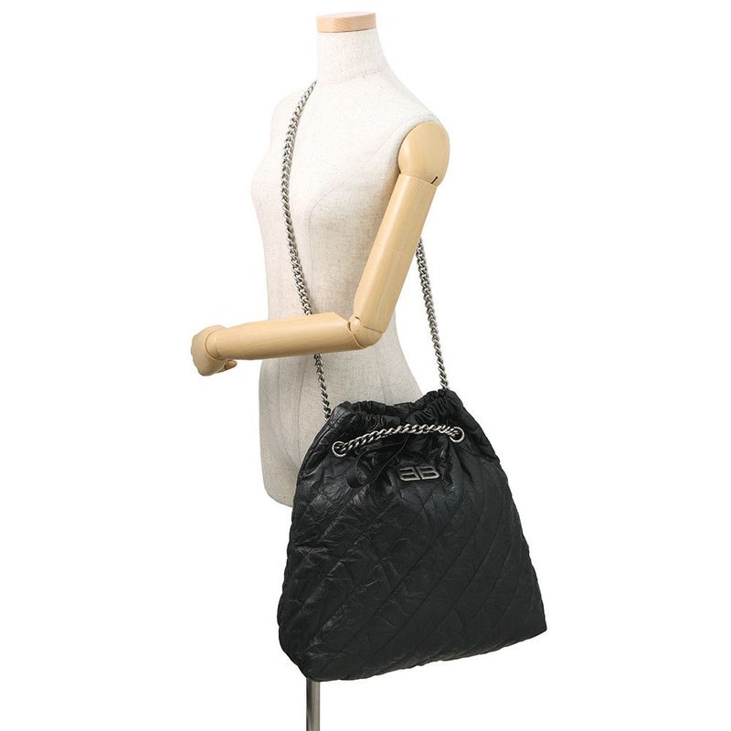 バレンシアガ チェーンショルダーバッグ BBロゴ クラッシュ キルテッド クラッシュカーフレザー 742941 BALENCIAGA バッグ 黒