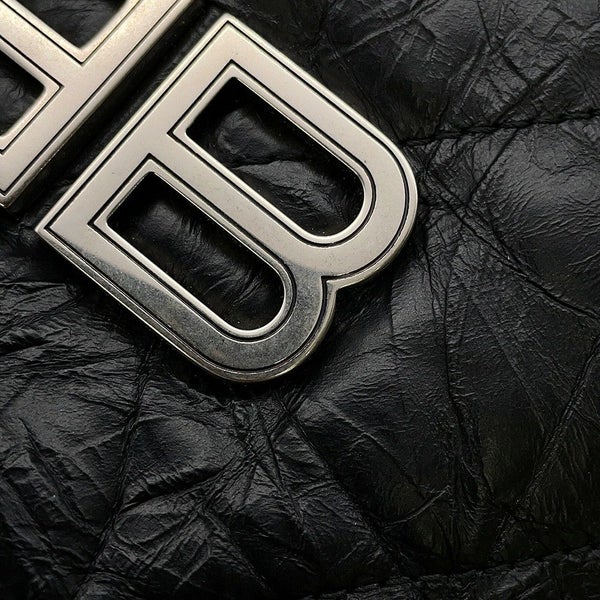 バレンシアガ チェーンショルダーバッグ BBロゴ クラッシュ キルテッド クラッシュカーフレザー 742941 BALENCIAGA バッグ 黒