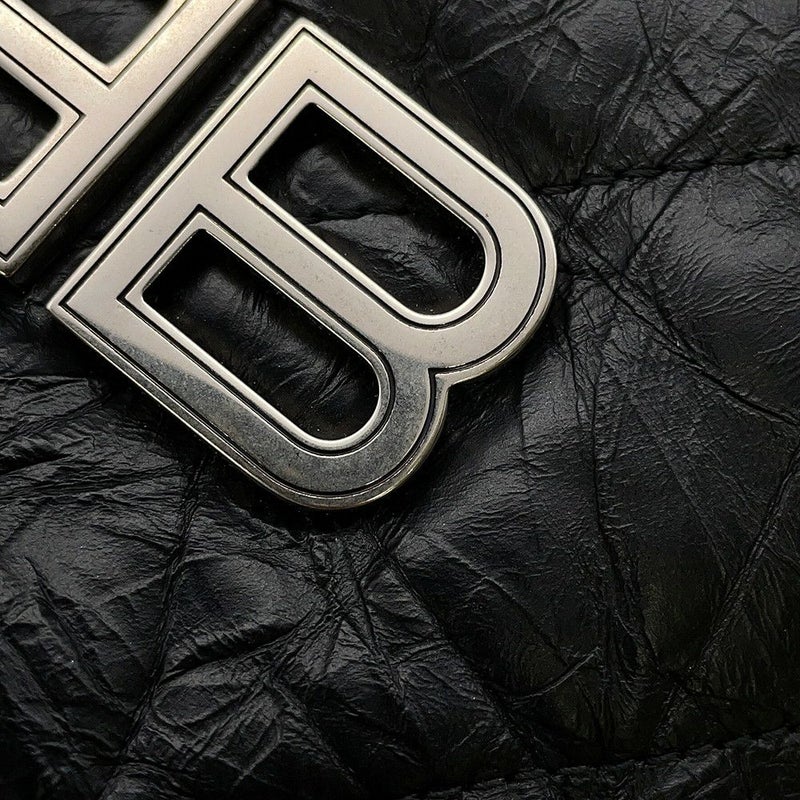 バレンシアガ チェーンショルダーバッグ BBロゴ クラッシュ キルテッド クラッシュカーフレザー 742941 BALENCIAGA バッグ 黒