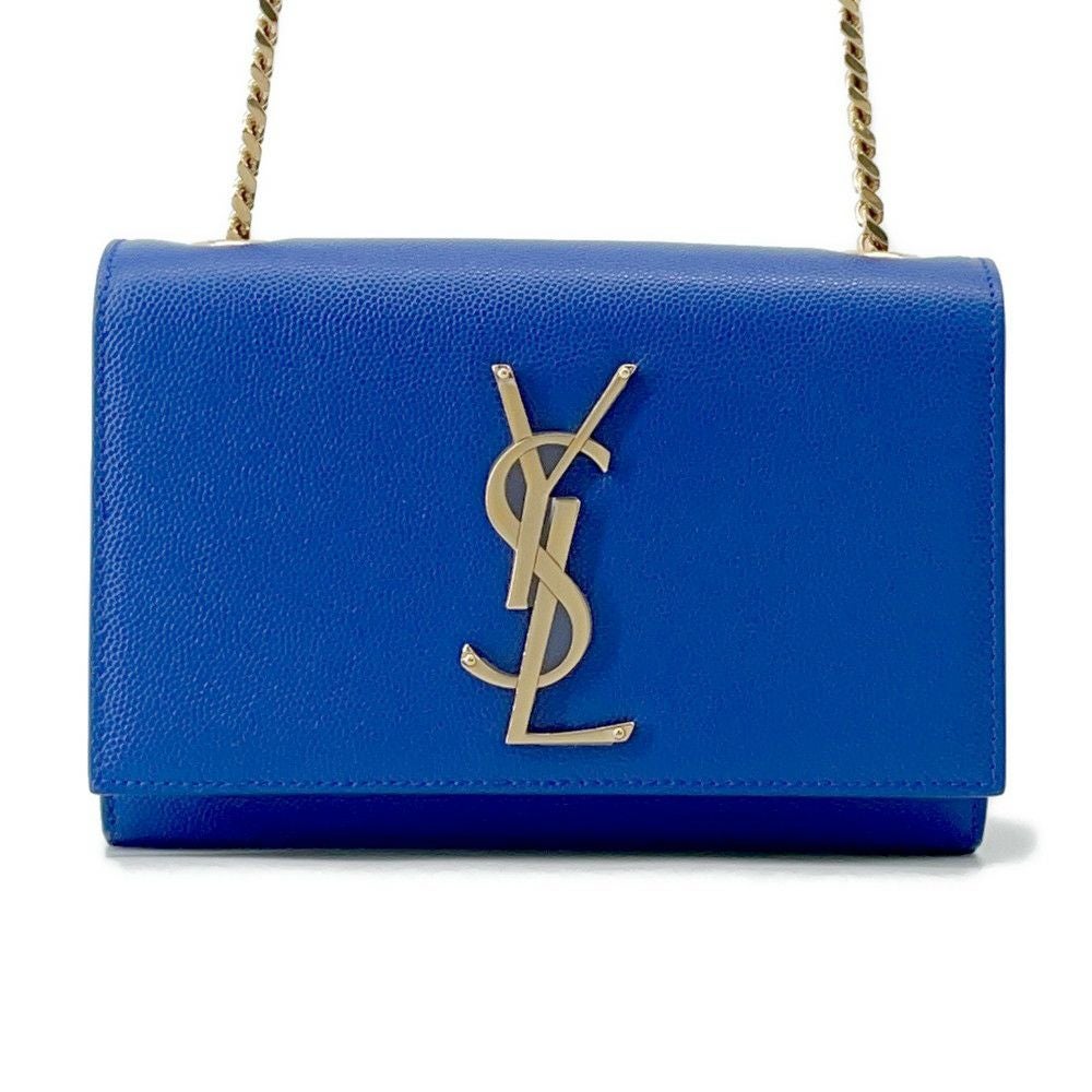 SAINT LAURENT PARIS(サンローランパリ) ショルダーバッグ ケイト/クラシック モノグラム・サンローラン サッチェル スモール 354121 メタリックブルー チェーンショルダー レザー サンローランパリ チェーンショルダーバッグ ケイト レザー 354121