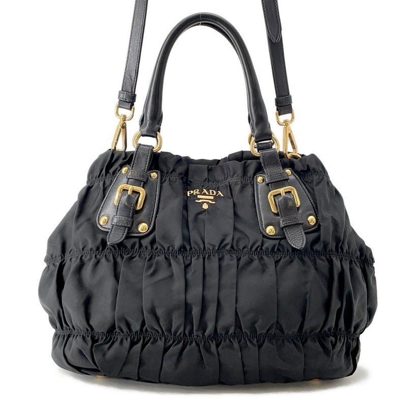 プラダ トートバッグ ギャザー ナイロン BN2346 PRADA 2way 黒