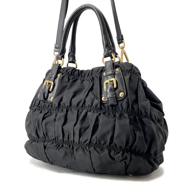 プラダ トートバッグ ギャザー ナイロン BN2346 PRADA 2way 黒