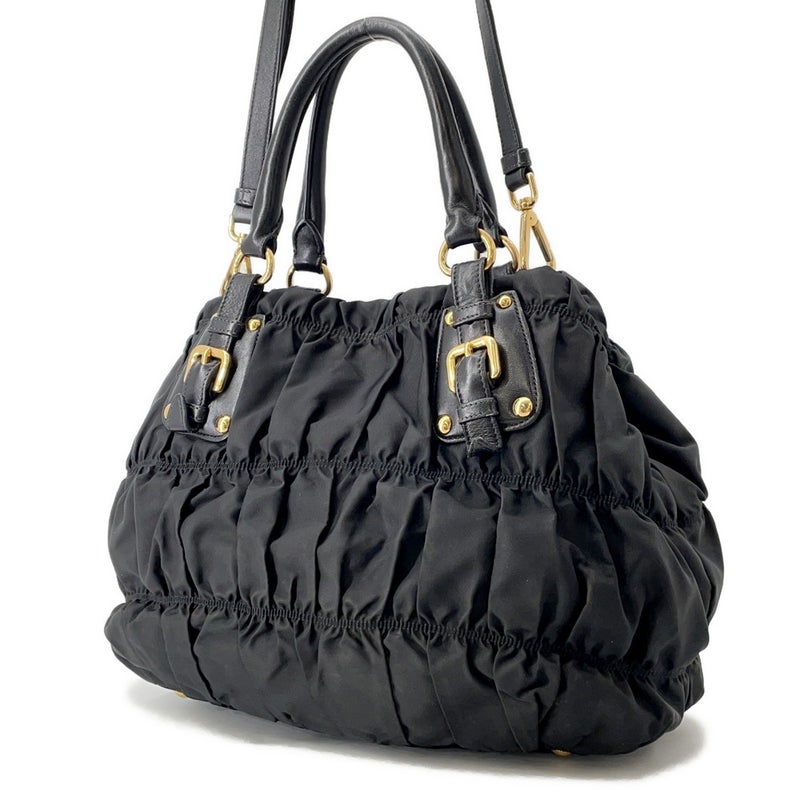 プラダ トートバッグ ギャザー ナイロン BN2346 PRADA 2way 黒