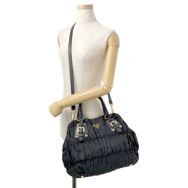 プラダ トートバッグ ギャザー ナイロン BN2346 PRADA 2way 黒