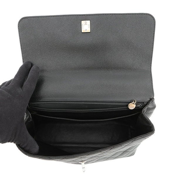 シャネル ハンドバッグ マトラッセ ココマーク トップハンドル キャビアスキン A12397 CHANEL バッグ 黒