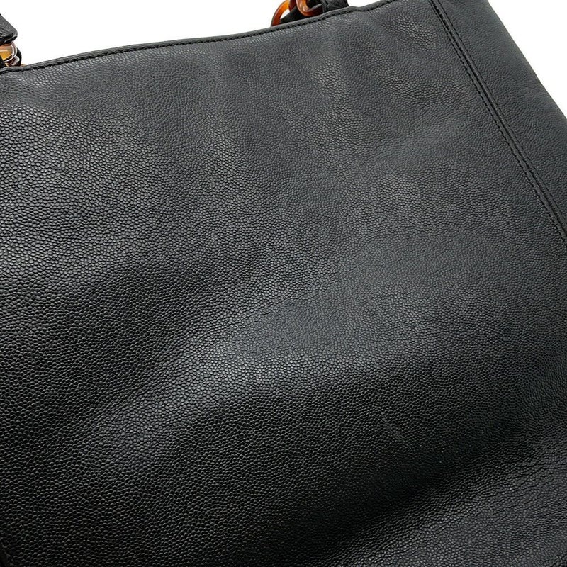 シャネル トートバッグ デカココ ココマーク プラチェーン べっ甲調 キャビアスキン CHANEL 黒