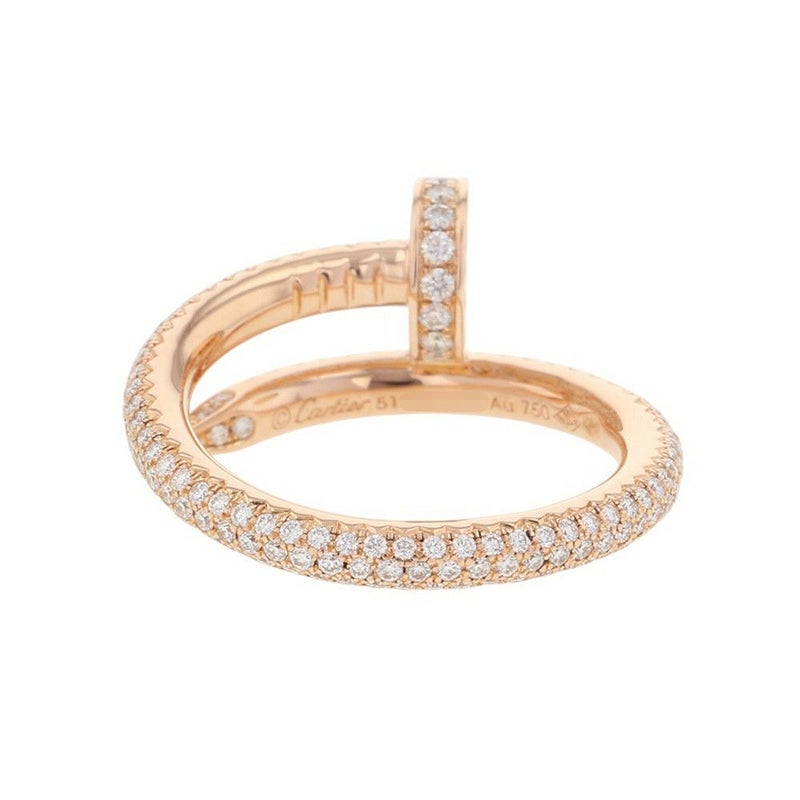 カルティエ リング ジュスト アン クル リング クラシックモデル パヴェ ダイヤ 241P 計0.85ct K18PG サイズ51 N4748600 指輪