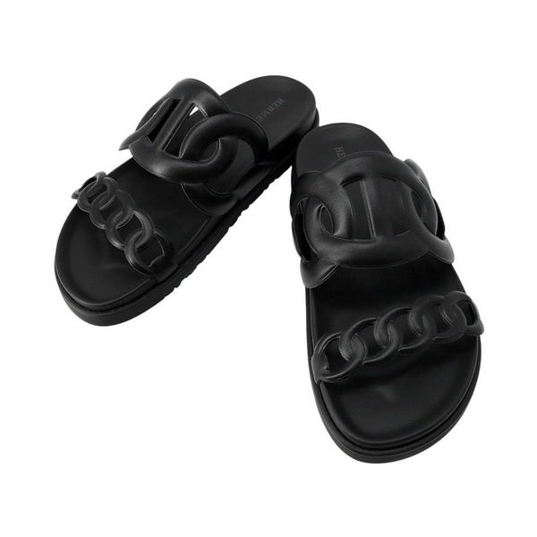 エルメス サンダル エクストラ シェーヌダンクル レディースサイズ38 HERMES 靴 黒