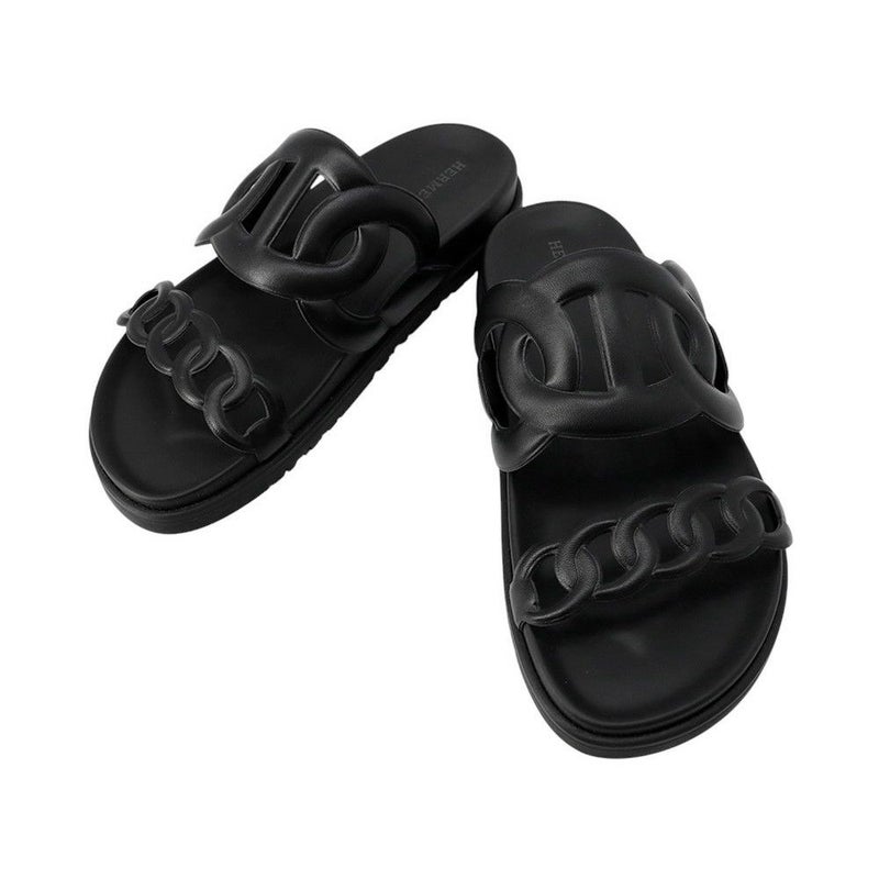 エルメス サンダル エクストラ シェーヌダンクル レディースサイズ38 HERMES 靴 黒