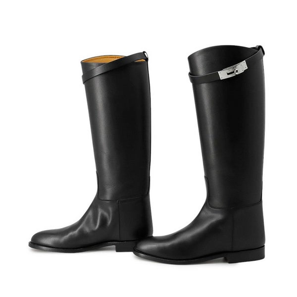 エルメス ブーツ ジャンピング レザー レディースサイズ36 1/2 HERMES ショートブーツ 黒