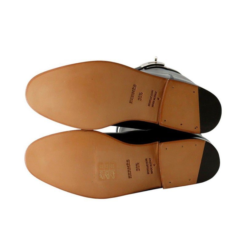 エルメス ブーツ ジャンピング レザー レディースサイズ36 1/2 HERMES ショートブーツ 黒