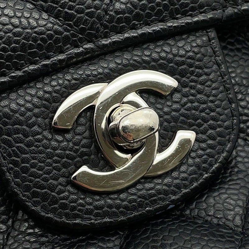 シャネル チェーンショルダーバッグ マトラッセ25 ココマーク ダブルチェーン キャビアスキン A01112 CHANEL 黒
