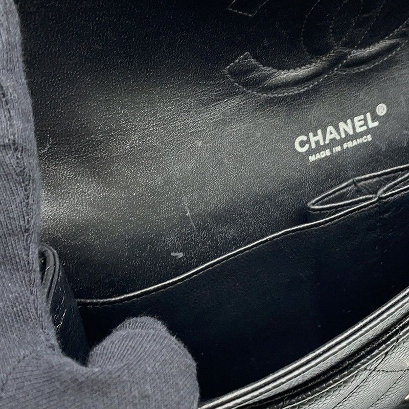 シャネル チェーンショルダーバッグ マトラッセ25 ココマーク ダブルチェーン キャビアスキン A01112 CHANEL 黒