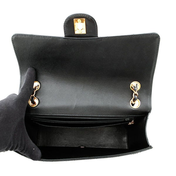 シャネル チェーンショルダーバッグ マトラッセ ココマーク シングルフラップ キャビアスキン CHANEL 黒