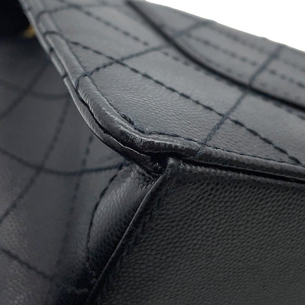 シャネル チェーンショルダーバッグ マトラッセ ココマーク シングルフラップ キャビアスキン CHANEL 黒
