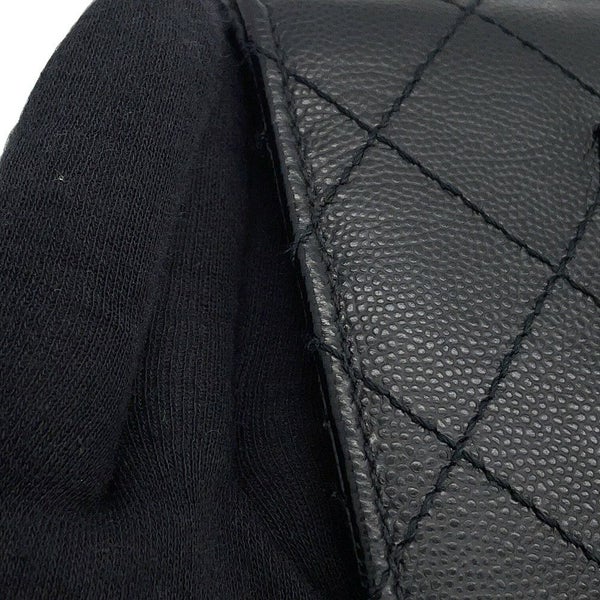 シャネル チェーンショルダーバッグ マトラッセ ココマーク シングルフラップ キャビアスキン CHANEL 黒