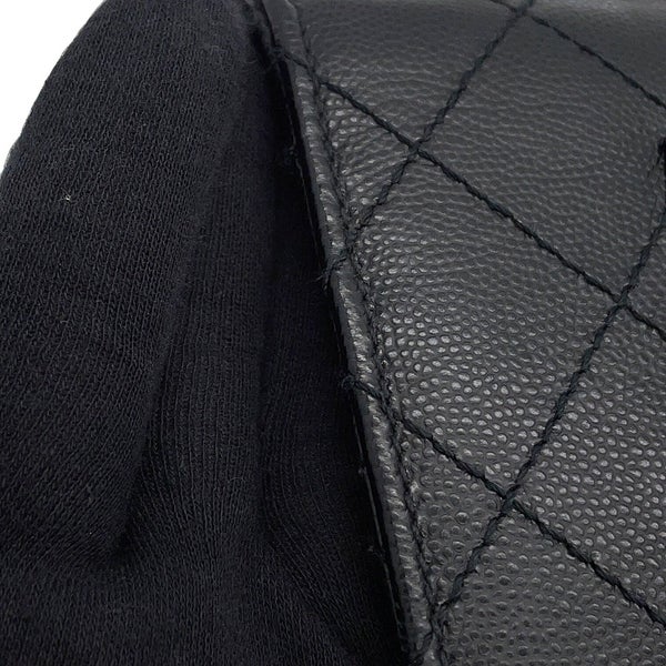 シャネル チェーンショルダーバッグ マトラッセ ココマーク シングルフラップ キャビアスキン CHANEL 黒