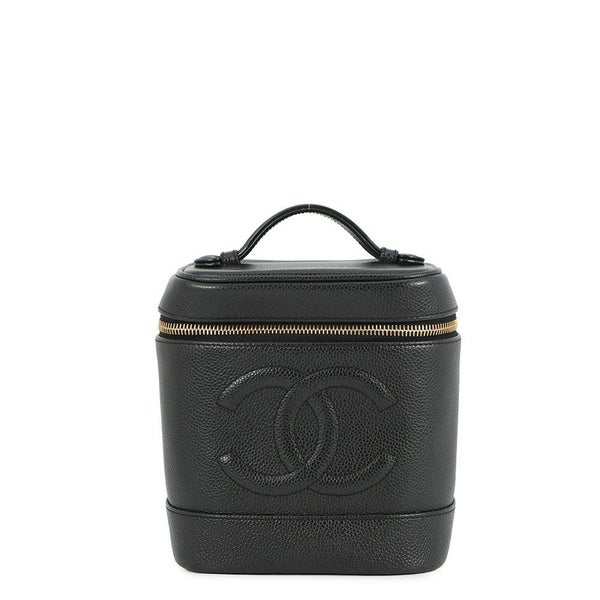 シャネル バニティバッグ ココマーク 縦型 キャビアスキン A01998 CHANEL 化粧ポーチ コスメポーチ 黒