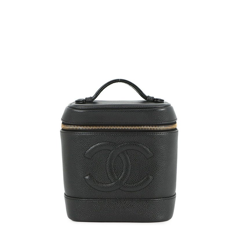 シャネル バニティバッグ ココマーク 縦型 キャビアスキン A01998 CHANEL 化粧ポーチ コスメポーチ 黒