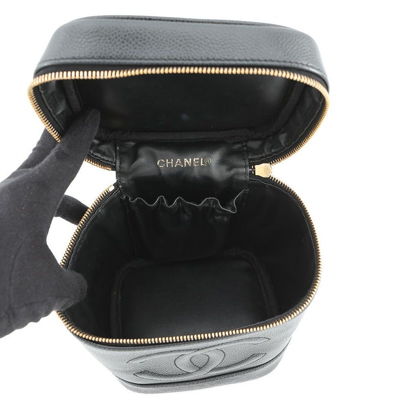 シャネル バニティバッグ ココマーク 縦型 キャビアスキン A01998 CHANEL 化粧ポーチ コスメポーチ 黒