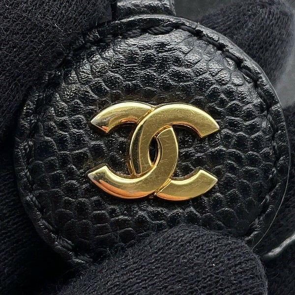 シャネル バニティバッグ ココマーク 縦型 キャビアスキン A01998 CHANEL 化粧ポーチ コスメポーチ 黒