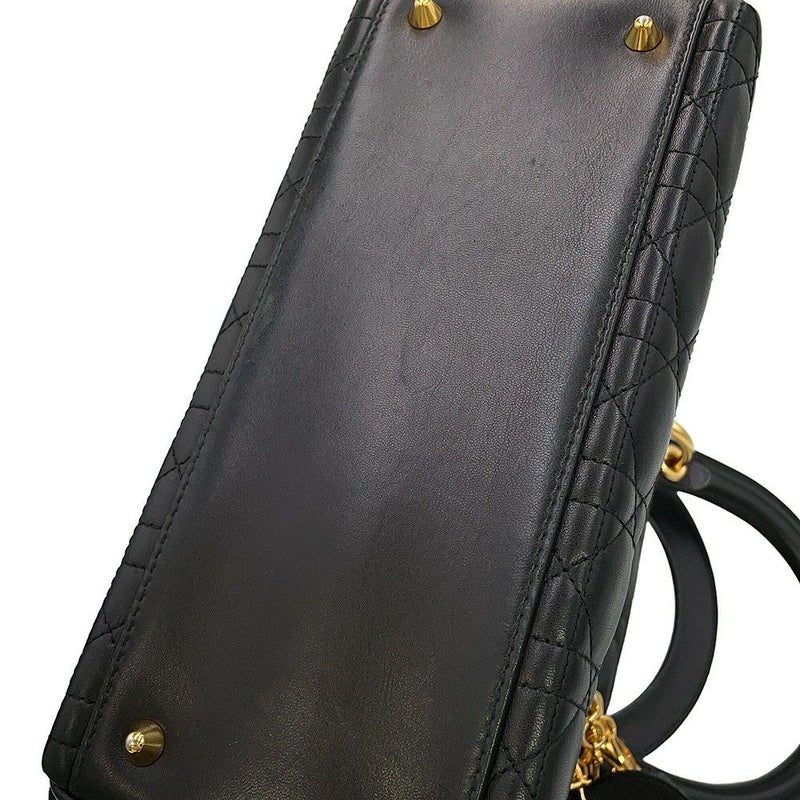 ディオール ハンドバッグ レディディオール カナージュ ミディアム レザー Christian Dior 2way 黒