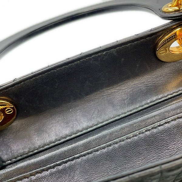 ディオール ハンドバッグ レディディオール カナージュ ミディアム レザー Christian Dior 2way 黒