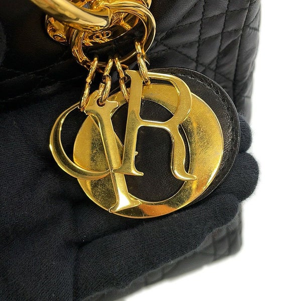 ディオール ハンドバッグ レディディオール カナージュ ミディアム レザー Christian Dior 2way 黒