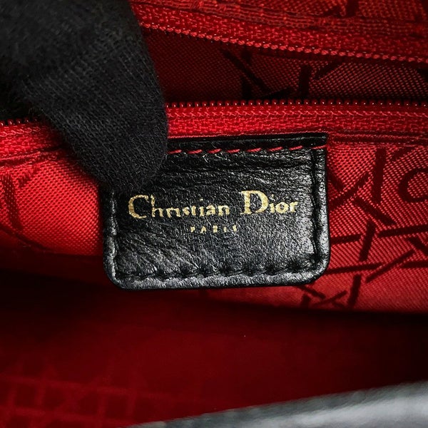 ディオール ハンドバッグ レディディオール カナージュ ミディアム レザー Christian Dior 2way 黒