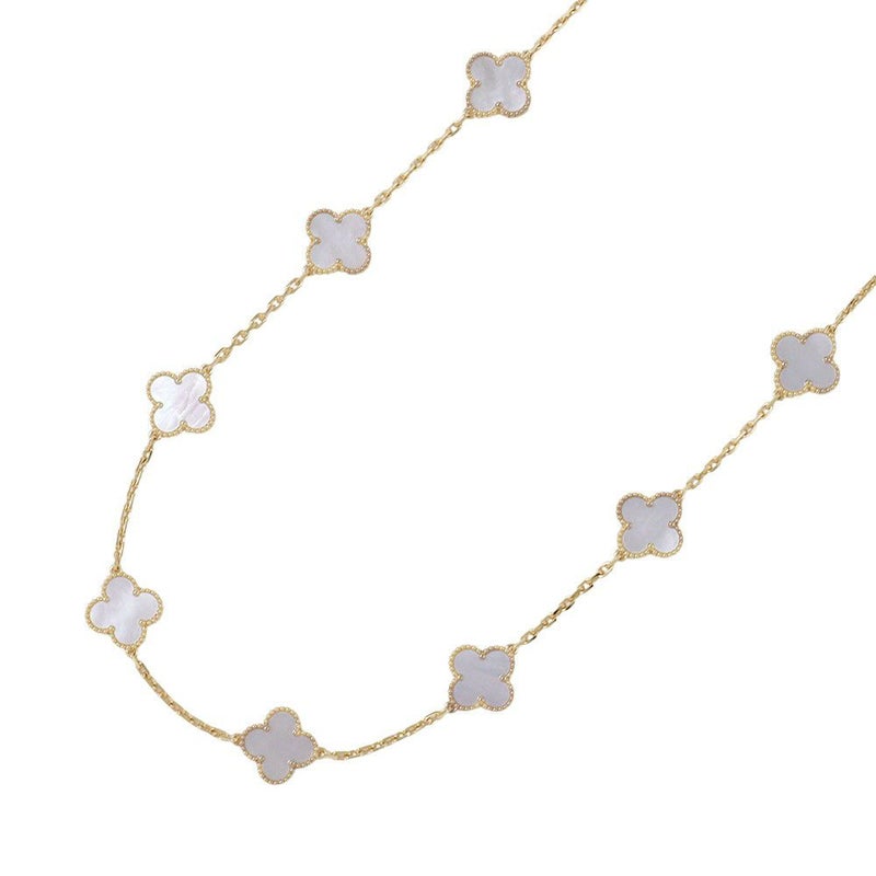 ヴァンクリーフ&アーペル ネックレス ヴィンテージ アルハンブラ ネックレス 10モチーフ マザーオブパール K18YG VCARA42800