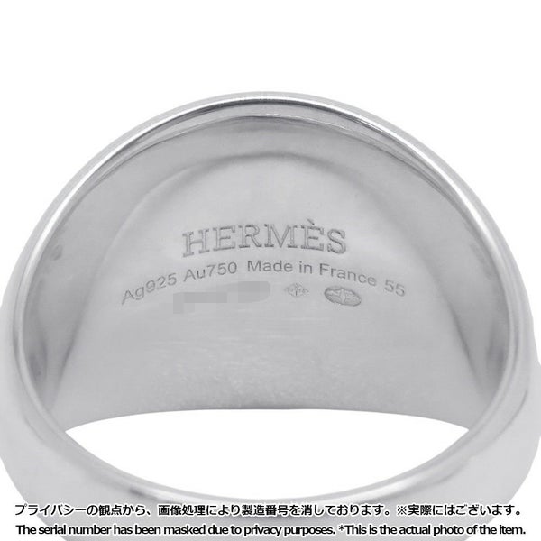 エルメス リング エクスリブリス シュヴァリエ リング SV925シルバー/K18PGピンクゴールド リングサイズ55 HERMES 指輪