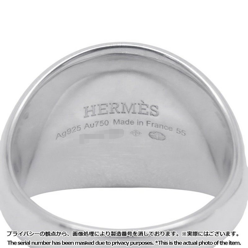 エルメス リング エクスリブリス シュヴァリエ リング SV925シルバー/K18PGピンクゴールド リングサイズ55 HERMES 指輪